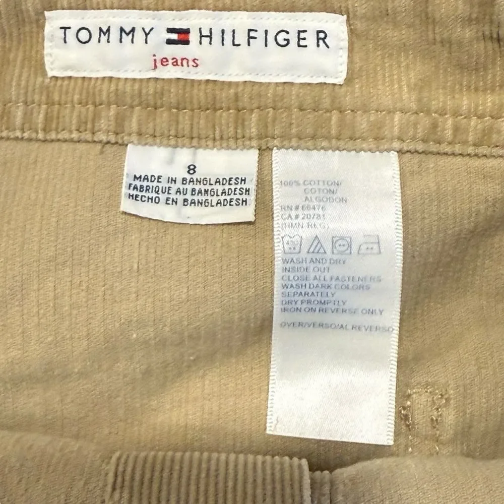 Y2K Front Button Tommy Hilfiger Tan/Beige Corduroy Skirt Size 8